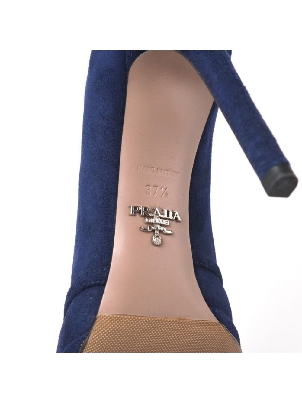 Prada Pumps 37.5 Suede Cutout High Heels Pointed Toe Shoes - Picture 7 of 7